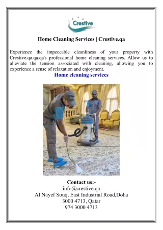 Home Cleaning Services  Crestive.qa