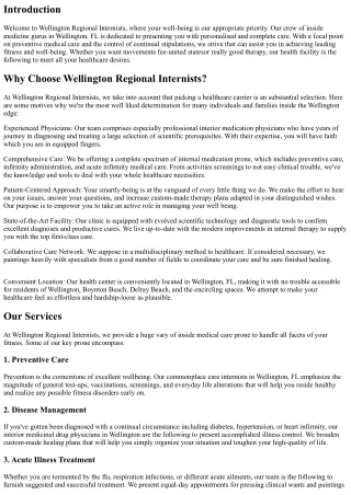 Wellington Regional Internists: Dedicated to Your Well-being