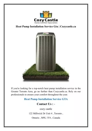 Heat Pump Installation Service Gta  Cozycastle.ca