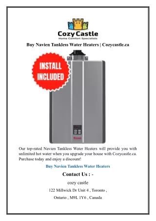 Buy Navien Tankless Water Heaters  Cozycastle.ca