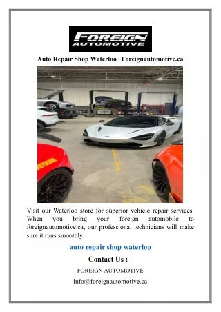 Auto Repair Shop Waterloo  Foreignautomotive.ca