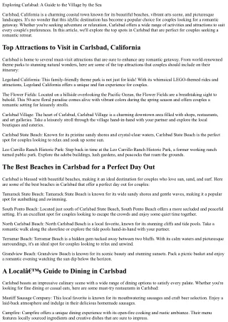Romantic Retreats: Top Spots for Couples in Carlsbad
