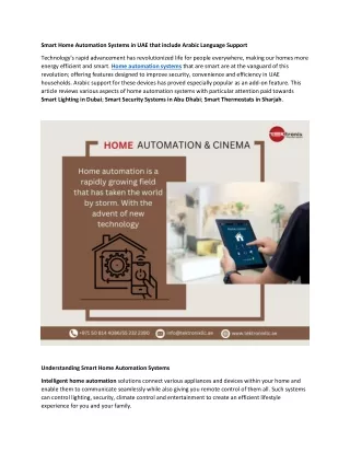 Smart Home Automation Systems with Arabic Language Support in UAE