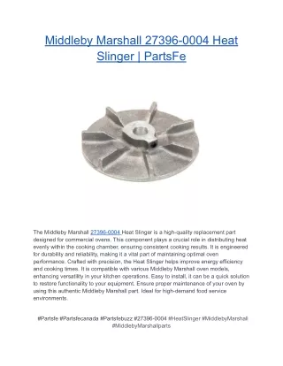 Middleby Marshall 27396-0004 Heat Slinger _ PartsFe