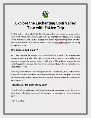 Explore the Enchanting Spiti Valley Tour with EnLive Trip