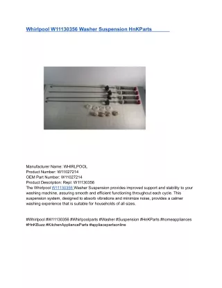 Whirlpool W11130356 Washer Suspension HnKParts