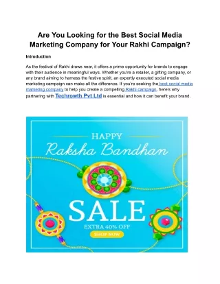 Looking for the Best Social Media Marketing Company for Your Rakhi Campaign