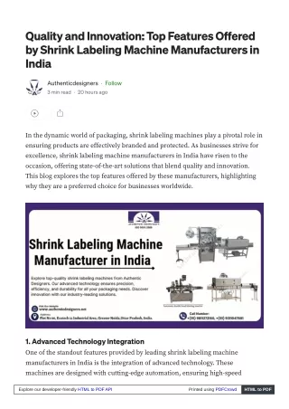 Choosing the Right Shrink Labeling Machine Manufacturer in India for Your Busine