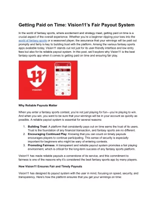 Getting Paid on Time_ Vision11’s Fair Payout System