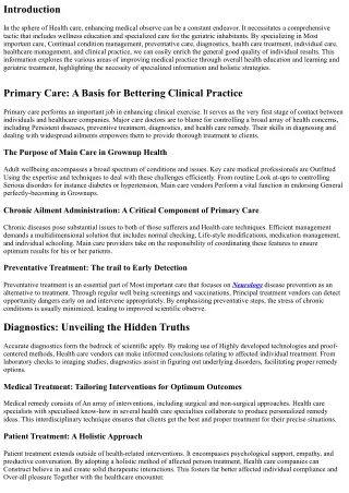 Improving upon Scientific Apply through Wellbeing Education and Geriatric Care
