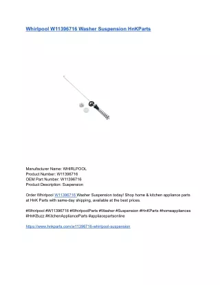 Whirlpool W11396716 Washer Suspension HnKParts