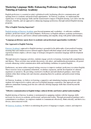 Mastering Language Skills: Enhancing Proficiency through English Tutoring at Gat