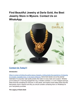 Find Beautiful Jewelry at Darla Gold, the Best Jewelry Store in Mysore