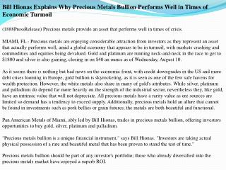 bill hionas explains why precious metals bullion performs we