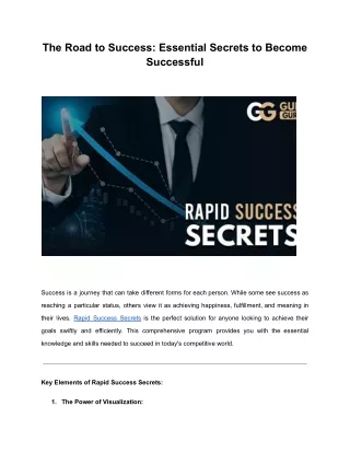 The Road to Success: Essential Secrets to Become Successful