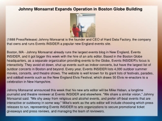 Johnny Monsarrat Expands Operation in Boston Globe Building