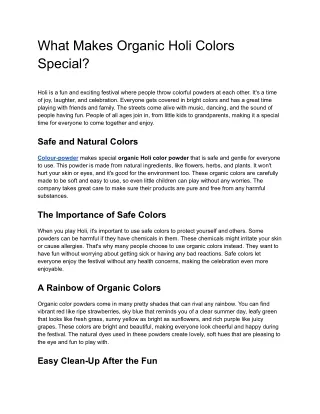 What Makes Organic Holi Colors Special