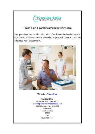 Tooth Pain  Carolinasmiledentistry.com