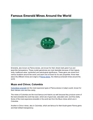 Famous Emerald Mines Around the World