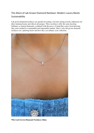 Radiant Choices: Why Lab-Grown Diamond Necklaces Shine Bright