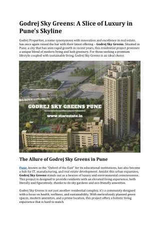 Godrej Sky Greens | Luxury Flats For Sale In Pune