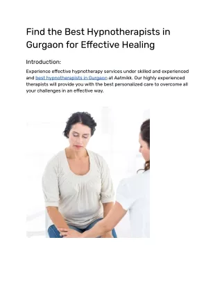 Find the Best Hypnotherapists in Gurgaon for Effective Healing