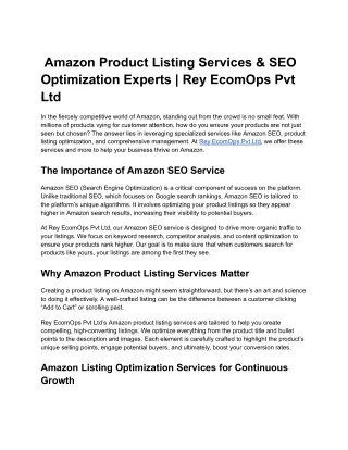 Amazon Product Listing Services & SEO Optimization Experts | Rey EcomOps Pvt Ltd