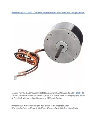 Rheem-Ruud 51-21854-17 1_6-HP Condensor Motor 1075 RPM 208-230V _ PartsHnC