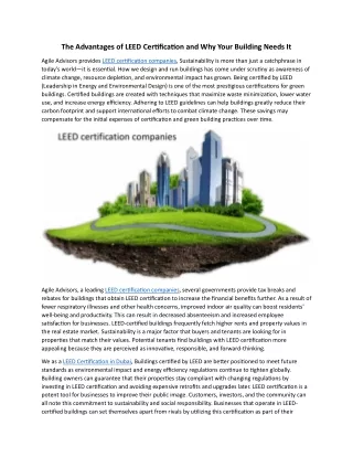 The Advantages of LEED Certification and Why Your Building Needs It