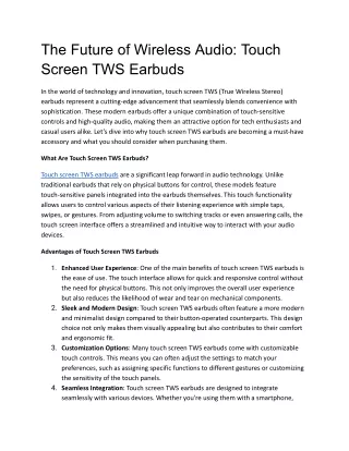 The Future of Wireless Audio_ Touch Screen TWS Earbuds