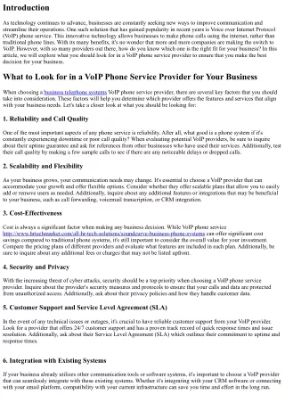 What to Look for in a VoIP Phone Service Provider for Your Business