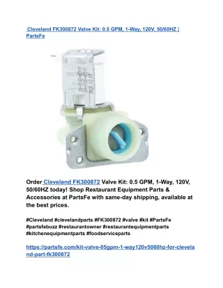 Cleveland FK300872 Valve Kit_ 0