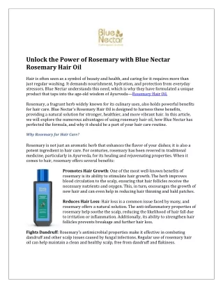 nlock Beautiful Hair with Rosemary Oil: Your Go-To for Nourished and Vibrant Str