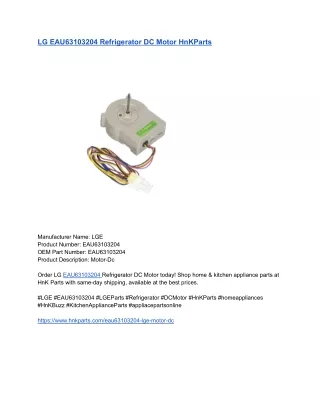 LG EAU63103204 Refrigerator DC Motor HnKParts