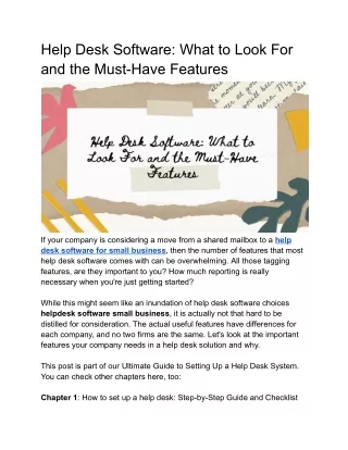 Help Desk Software What to Look For and the Must-Have Features