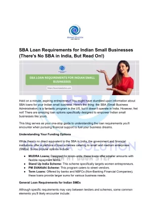 SBA Loan Requirements for Indian Small Businesses (There's No SBA in India, But Read On)