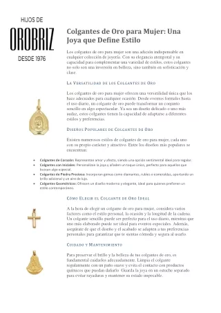 Colgantes de Oro para Mujer Una Joya que Define Estilo