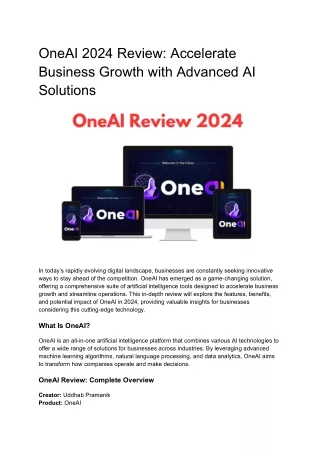 OneAI 2024 Review: Accelerate Business Growth with Advanced AI Solutions