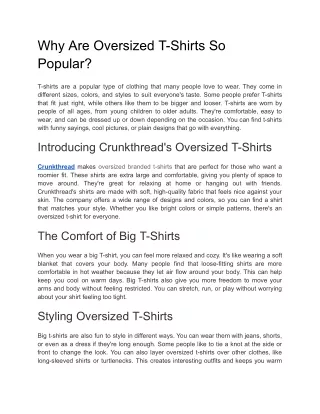 Why Are Oversized T-Shirts So Popular