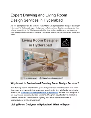 Expert Drawing and Living Room Design Services in Hyderabad