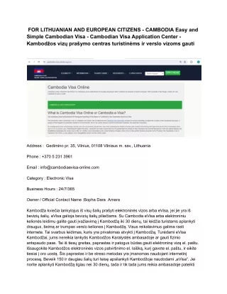 FOR LITHUANIAN AND EUROPEAN CITIZENS - CAMBODIA Easy and Simple Cambodian Visa - Cambodian Visa Application Center - Kam