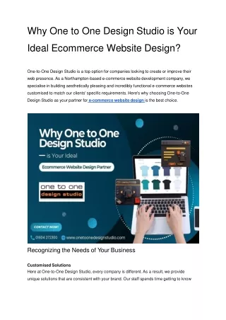 Why One to One Design Studio is Your Ideal Ecommerce Website Design (1).docx