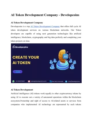 AI Token Development Company - Developcoins