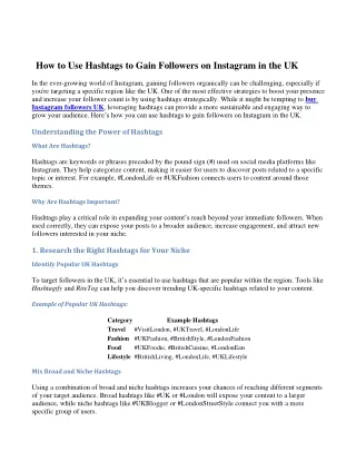 How to Use Hashtags to Gain Followers on Instagram in the UK