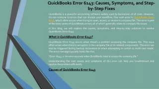 QuickBooks Error 6143: Quick Fixes and Solutions