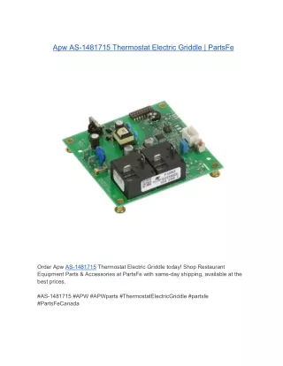 Apw AS-1481715 Thermostat Electric Griddle | PartsFe