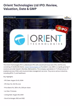 Orient Technologies Limited IPO review
