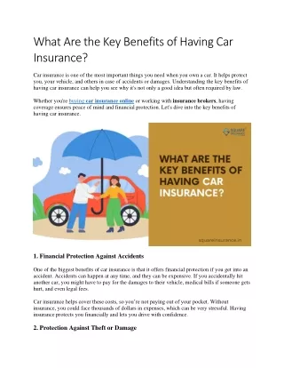 What Are the Key Benefits of Having Car Insurance