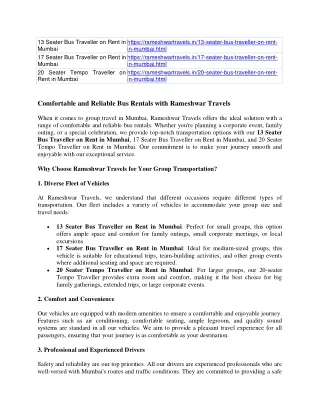 Reliable Bus Rentals with Rameshwar Travels