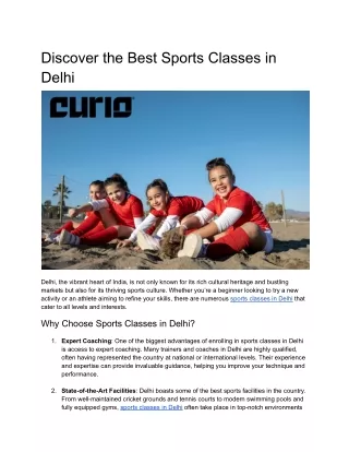 Sports Classes in Delhi